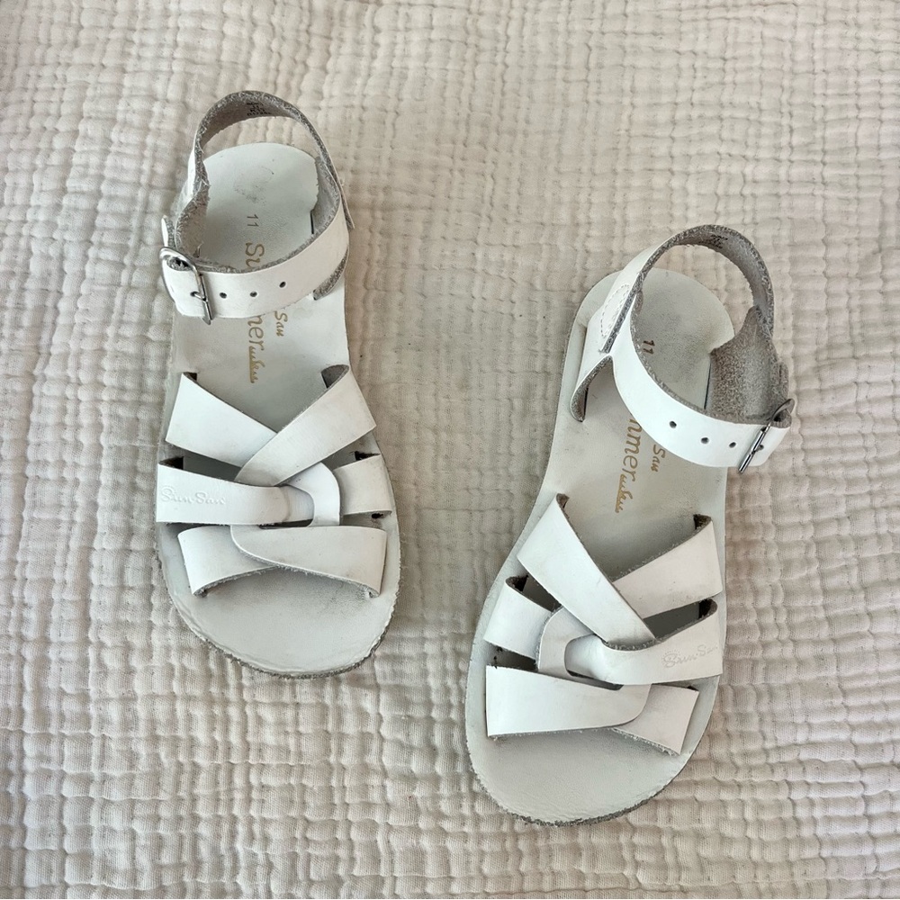 Sun San | White Saltwater Leather Sandals